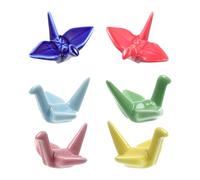 CIYODO 6pcs Ceramic Chopsticks Racks Paper Crane Shape Tableware Rest Elegant Japanese Style Cutlery Holders Spoon Support for Dining Table Accessory