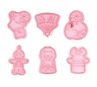 CIYODO 6Pcs Circus Plastic Cookie Cutters Set, 3D Cartoon Fondant and Biscuit Molds, Holiday Baking Press Tools for and Family