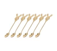 CIYODO 6PCS Easter Rabbit Coffee Spoons Stainless Steel Dessert Teaspoons Cute Bunny Design for Espresso Yogurt Soup Stirring Party Supplies