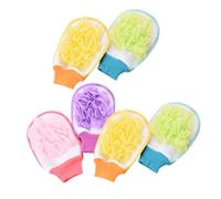 CIYODO 6PCS Exfoliating Bath Shower Gloves for Men Women Fiber Material Single Side Scrub for Dead Skin Removal Comfortable Fit Portable Body Scrub Gloves Random Colors Random Color