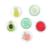 CIYODO 6pcs Fruit-shaped Cooling Eye Pads Soft PVC Gel Eye Covers and Relaxation Reusable with Watermelon Lemon Avocado Pineapple Peach Designs