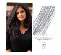 CIYODO 6pcs Hair Tinsel Extensions Sparkling Silver Strands for Women Fashionable Hair Glitter Pieces for Daily Styling Party Cosplay and Holiday Decoration