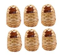 CIYODO 6Pcs Handwoven Bamboo Bird Nest with Hooks Durable Breathable Outdoor Shelter for Birds Natural Texture Home Decoration Easy Hanging Birdcage for Garden and Patio