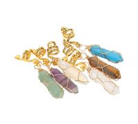 CIYODO 6pcs Hexagonal Stone Hair Accessories for Women Intricate Wire Wrapped Dreadlock Jewelry with Stable Hold Vintage Metal and Natural Stone Braids Ornaments for Ponytail Styling