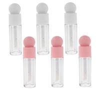 CIYODO 6pcs Matte Lip Gloss Tubes Empty with Spherical Brush Head Refillable Lipstick Containers for DIY Lip Balm Making Travel Use White and Pink
