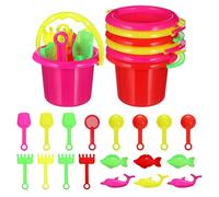 CIYODO 6pcs Mini Sand Bucket Set, Mixed Color Small Plastic Beach for Outdoor Sand Play and Sandbox Fun