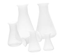 CIYODO 6pcs Plastic Conical Laboratory Bottles Wide Mouth Graduated Flasks Transparent Reagent Cups for Chemistry Experiments Efficient Mixing and Easy Liquid Level Monitoring
