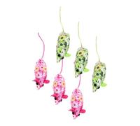 CIYODO 6pcs Plush Catnip Mouse for Indoor Cats Soft Red and Green Cat Mouse Plush with Catnip Interactive Funny for Kittens and Adult