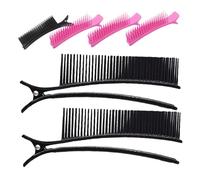 CIYODO 6pcs Professional Hair Sectioning Clips Non-slip Grip for Precise Styling Gentle Touch Hairdresser Clamps for Haircuts Coloring Makeup Portable Salon Must-haves in Black and Pink