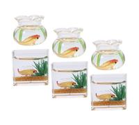 CIYODO 6pcs Scale Garden Scene Decor Mini Fish Bowls with Koi Random Colors for Desktop Ornaments and Collectors Random Color
