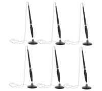 CIYODO 6pcs Secure Reception Counter Pens with Chain and Adhesive Base Rotating Holder Smooth Ink Flow Ergonomic Grip for Office Bank Hotel School Desk Accessories