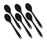 CIYODO 6pcs Silicone Cooking Spoons Nonstick Heat-Resistant Kitchen Utensils for Stirring Mixing Serving Soup Salad Noodles with Lightweight Ergonomic Black Design
