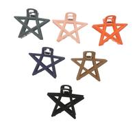 CIYODO 6pcs Star Hair Claw Clips for Women Matte Star Hairpins with Interoperable Teeth Strong Hold Hair Barrettes in Navy Orange Gray for Curly Styling