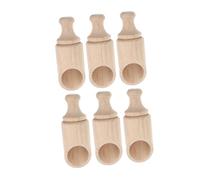 CIYODO 6pcs Wooden Milk Scoops Kitchen Gadgets Inclined Head Design Ergonomic Handle Portable Tea Flour Sugar Spoons for Home Restaurants