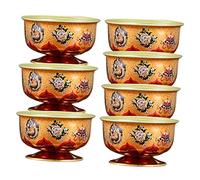 CIYODO 7pcs Alloy Buddhist Offering Bowls Small Water Cups for Meditation Yoga Altar Worship Portable Holy Water Containers for Zen Garden Temple Rituals Random Color