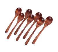 CIYODO 7pcs Japanese Wooden Teaspoon Elegant Brown Ladle Spoons for Honey Tea Cooking Mixing Portable Compact Kitchen Utensils for Home Office Travel Nonstick Pots Compatible