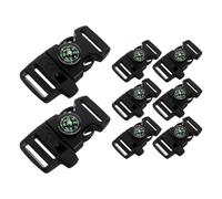 CIYODO 8pcs Compass Buckle Clips Inner Diameter 20mm - Plastic Paracord Bracelets Buckles with Whistle for Camping Travel Emergency Survival Utility