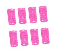 CIYODO 8pcs Double Layer Plastic Hair Rollers Set with Self-holding Clips for Women Men Medium Curlers for Styling Waves Bangs Home and Salon Use Rosy Random Color