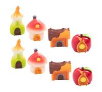 CIYODO 8pcs Mushroom House Statue: Miniature Resin House Figurines Small Village Cottage Fairy Garden Accessories Micro Landscape Decor Terrariums Ornament