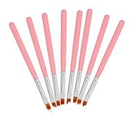 CIYODO 8pcs Nail Art Brush Set Pink Nylon Manicure Pens for DIY Gel Polish French Tips Checkered Waves Bowknot Designs Professional Home Salon