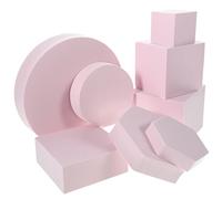 CIYODO 8pcs Photography Props Cube Set Pink Geometric Foam Multi-purpose Simple Delicate Design Convenient to Carry for Photo Shoot