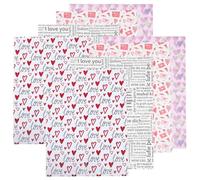 CIYODO 8Pcs Valentine’S Day Wrapping Paper Set Heart Patterns, White Kraft Paper Material, Includes Envelopes and Multilingual “I Love You” Prints, Suitable for Gift Wrapping and Birthday