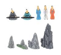 CIYODO 9Pcs Miniature Resin Chinese Style Piano Player Figurines Micro Landscape Bonsai Accessories Asian Zen Garden Diorama Supplies Outdoor Decoration