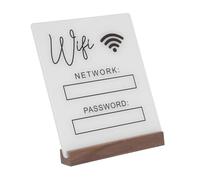 CIYODO Acrylic Wifi Password Sign Board with Wooden Base High Transparency Wireless Network Reminder for Hotels Restaurants Business Guests Practical Desktop Decor with Pen Holder
