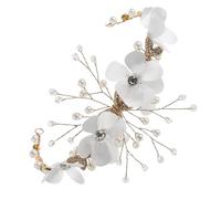 CIYODO Adjustable Floral Headband with Fake Pearls and Soft Handmade Wedding Hair Accessory for Flower and Brides Fit Celebration Tiara