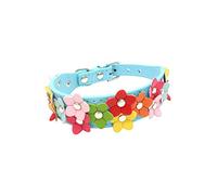 CIYODO Adjustable PU PET Collar Colorful Flower Design Safety Collar for Dogs and Cats for Small to Medium Breeds