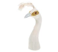 CIYODO Artificial Peacock Head Model Realistic Detailed Dining Table Decor Elegant Banquet and Wedding Party Accent Multifunctional White Faux Peacock Ornament for Reception and Christmas