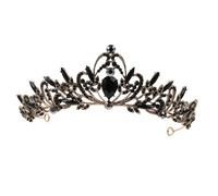 CIYODO Baroque Black Alloy Rhinestone Bride Crown Hair Decor Elegant Princess Headdress for Wedding Bridesmaids Party Festival