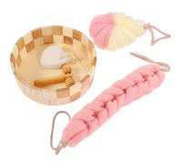 CIYODO Bath Balling Kit for Women Pink Body Exfoliating Scrubber with Foot Scrubbing Stone and Gloves Ball Accessories for Skin Smoothing and Dead Skin Removal Spa Bath