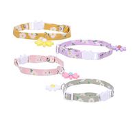 CIYODO Beautiful Cotton Fabric Cat Collar Set Adjustable for Kitten Cat Unique for Parties Memorable Photos