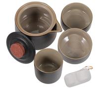 CIYODO Black Ceramic Travel Teaware Set with Pot and Two Cups