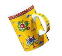 CIYODO Bone China Tea Cup Ceramic Mug Delicate Tea Brewing Cup Retro Style Porcelain Teaware for Home Use Buddhist Eight Auspicious Symbols Design Without Lid