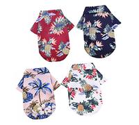 CIYODO Breathable Dog Clothes 4pcs Summer Pet Shirt Casual Button down Cooling Vest Hawaiian Printing Comfortable for Dogs