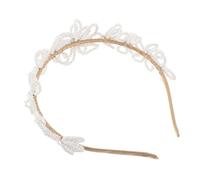 CIYODO Bridal Flower Headband with Imitation Pearl and Rhinestone Embellishments Elegant Beaded Wedding Headwear for Women Princess Style Hairpiece for Bride Suitable for Classic and