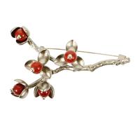 CIYODO Brooch Pin Anti-slip Design Red Berry for Women for Copper Material Vintage with Smooth Surface to Fix Scarf or Cardigan, Chic and Lovely Accessory for Girlfriend or Wife