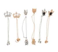 CIYODO Cardigan Clip Fasteners 6pcs Vintage Dragon Head Crown Lapel Chain Clips Alloy for Men and Women Suitable for Work and Business Occasions