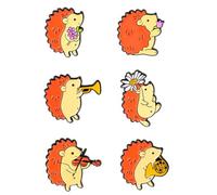 CIYODO Cartoon Badges Hedgehog Brooch Pins 6pcs Long-lasting Alloy Accessories Suitable for ’s Parties and Daily Life