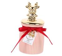 CIYODO Cartoon Ceramic Storage Jar with Lid Small Airtight Canister for Loose Tea Sugar and Snacks Sealing Container with Bowknot Ribbon for Kitchen Pantry Organization