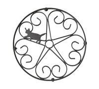 CIYODO Cat Design Black Iron Pot Holder Mat, Heat Resistant Wrought Pot Pads Trivet, Anti-Scald Placemat for Kitchen Dining Home and Office Use