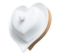 CIYODO Ceramic Butter Dish with Base Heart-Shaped Plate for Butter and Snacks Storage Elegant White Porcelain Dessert Tray for Parties Weddings and Everyday Use