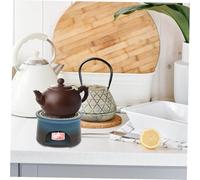CIYODO Ceramic Teapot Warmer Burner Large Black Pottery Wax Melt Holder Tea Heater Stand for Home Food Heating and Tea Warming Portable Decorative Candle Base for Housewarming