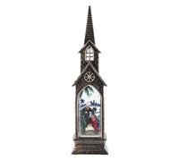 CIYODO Christmas Castle Decor Bronze Xmas Church Lamp Indoor Desktop Ornament Festive Party Decoration for Household Seasonal Atmosphere