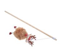 CIYODO Christmas Themed Reindeer Teasing Wand for Cats Interactive Kitten Teaser Durable Teasing Stick for Playtime and Exercise for Holiday Fun