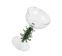 CIYODO Christmas Tree Stemmed Wine Glass Clear Glass Goblet for Red Wine Cocktails and Ice Cream Festive Transparent Drinkware for Holiday Parties Home and Restaurant Use