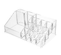 CIYODO Clear Acrylic Multiple Grids Cosmetics Storage Case Desktop Organizer for Lip Gloss and Lipstick Transparent Makeup Holder with Large Capacity for Home and Shop Display