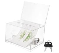 CIYODO Clear Acrylic Trading Card Case with Lock and Keys Business Card Storage Box for Wedding Exhibition Office Fundraising and Donation Transparent Ballot Suggestion Box with Wide Slot